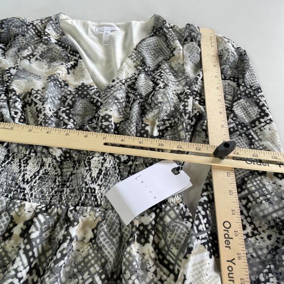 Leith Dress Women XX Small Grey Black Python Snake Animal Balloon Sleeve Mini - Picture 10 of 10